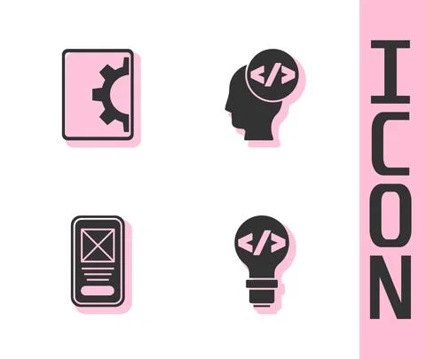 Set Front end development, Web, UI or UX design and icon. Vector Stock Illustration