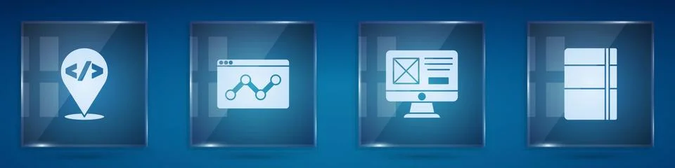 Set Front end development, Website statistic, UI or UX design and Sketchbook Stock Illustration