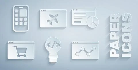 Set Front end development, Website statistic, Online shopping screen, template 스톡 일러스트