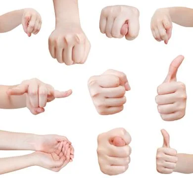 Set of front view of hand gesture isolated Stock Photos