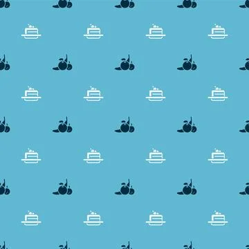 Set Fruit and Cake on seamless pattern. Vector Stock Illustration