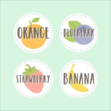 Set of fruit badges. Stock Illustration