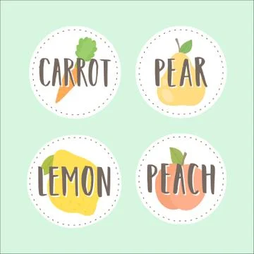 Set of fruit badges. Part 2. Stock Illustration