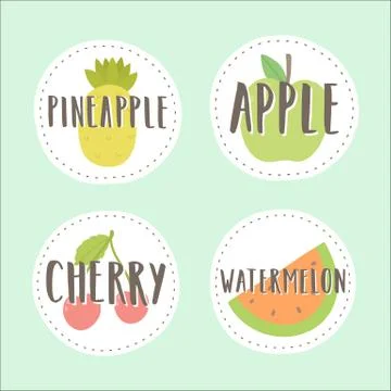 Set of fruit badges. Part 3. Stock Illustration