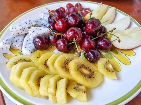 Set of Fruit fresh on dish Fotos de archivo
