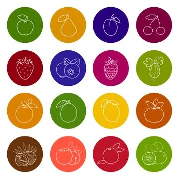 Set Fruit Icons 스톡 일러스트