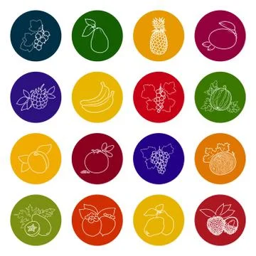 Set Fruit Icons Illustrazione stock