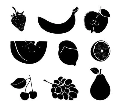 Set of fruit icons. Stock Illustration