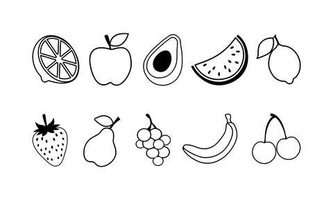 Set of fruit icons Stock Illustration
