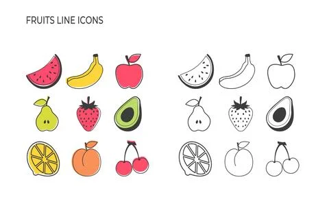 Set of fruit icons Stock Illustration