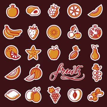 Set of fruit icons. Vector illustration Stock Illustration