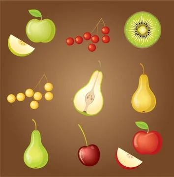 Set of fruit. Stock Illustration