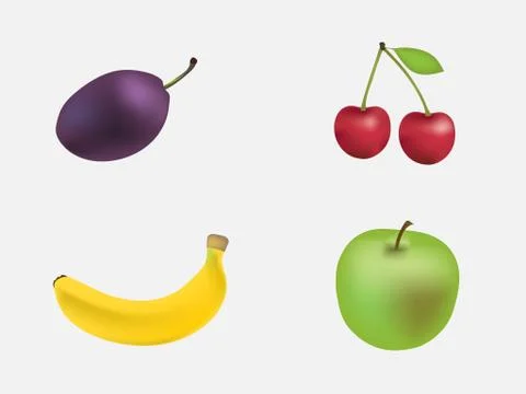 Set of fruit isolated on white background Stock Illustration
