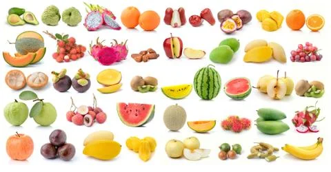 Set of fruit isolated on white background Stock Photos
