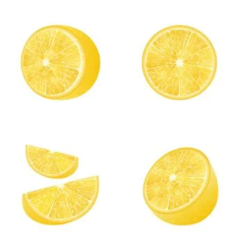 Set of Fruit Lemons Isolated Stock Illustration