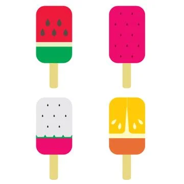 Set of fruit popsicles vector Stock Illustration