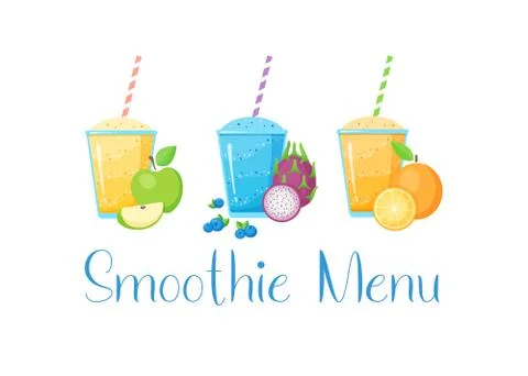 Set of fruit smoothie cocktail vector illustration Stock Illustration