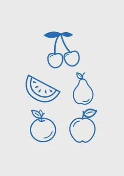 Set of fruits icon vector Stock Illustration