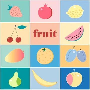 Set of fruits Stock Illustration