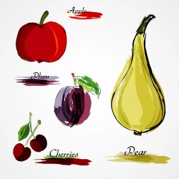 Set of fruits Illustrazione stock