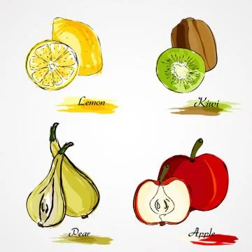 Set of fruits Stock Illustration
