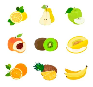 Set of fruits Stock Illustration
