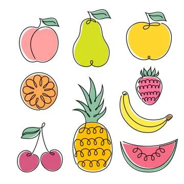 Set of fruits Stock Illustration