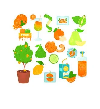 Set of fruits Stock Illustration