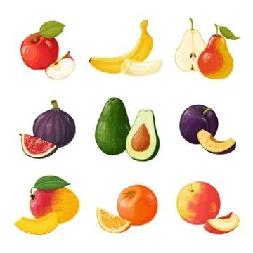 Set of fruits. Isolated objects Stock Illustration