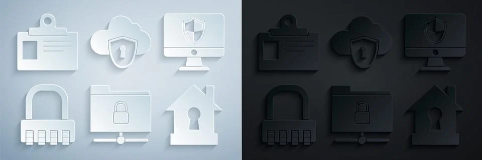 Set FTP folder and lock Computer monitor shield Safe combination House under  Stock Illustration
