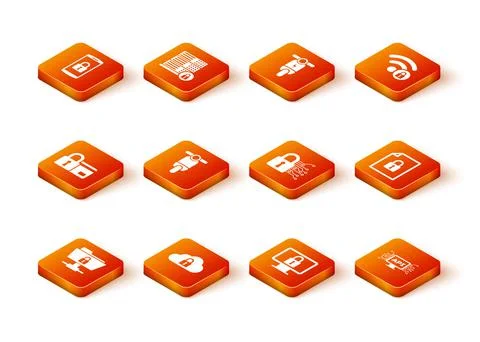 Set FTP folder and lock, Cloud computing, Credit card with, Scooter, Lock on Stock Illustration