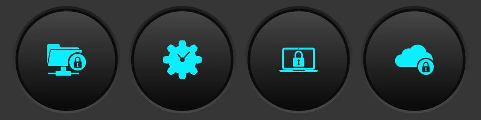 Set FTP folder and lock, Time Management, Laptop and Cloud computing icon 스톡 일러스트