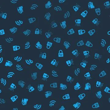 Set FTP folder and lock, Cyber security, Lock check mark and Wifi locked on Stockillustratie