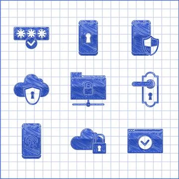 Set FTP folder and lock Cloud computing Secure your site with HTTPS SSL Door  Ilustração Stock