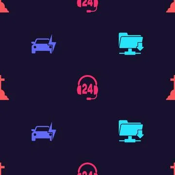 Set FTP folder download, Electric car, Headphone for support and Tombstone wi Stock-Illustration