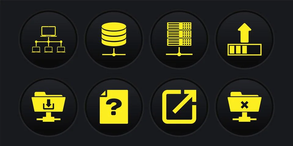 Set FTP folder download, Loading, Unknown document, Open new window, Server Stock Illustration