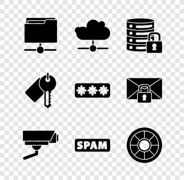 Set FTP folder, Network cloud connection, Server security with lock, Security Stock Illustration
