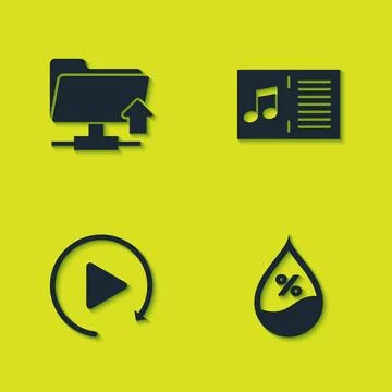 Set FTP folder upload, Water drop percentage, Video play button and Music boo 스톡 일러스트
