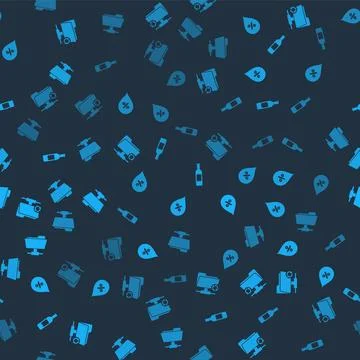 Set FTP sync refresh, Water drop percentage, Bottle of wine and folder on sea Ilustração Stock