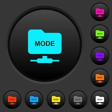 Set FTP transfer mode dark push buttons with color icons Stock Illustration
