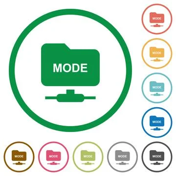 Set FTP transfer mode flat icons with outlines Stock Illustration