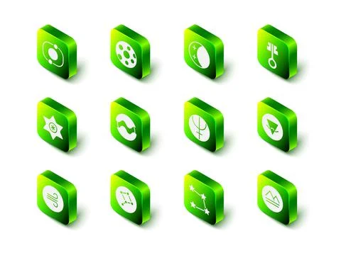 Set Full moon, Eclipse of the sun, Old magic key, Earth element, Neptune planet Ilustração Stock