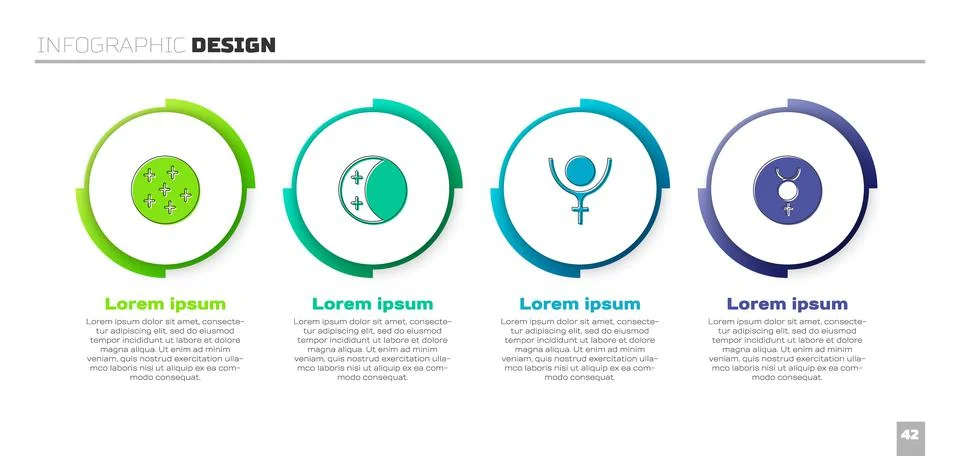 Set Full moon, Eclipse of the sun, Symbol Pluto and Mercury. Business Ilustração Stock