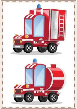 A set of fun fire trucks. Stock Illustration