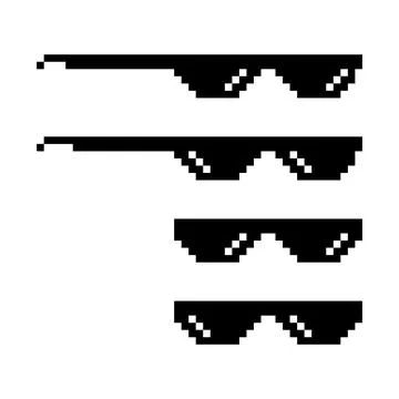 Set of fun retro pixel sun glass icon, life style meme sunglasses thug, vecto Stock Illustration