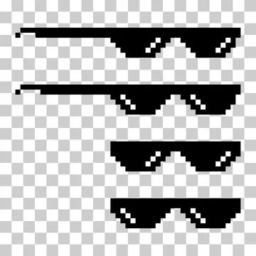 Set of fun retro pixel sun glass icon, life style meme sunglasses thug, vecto Stock Illustration