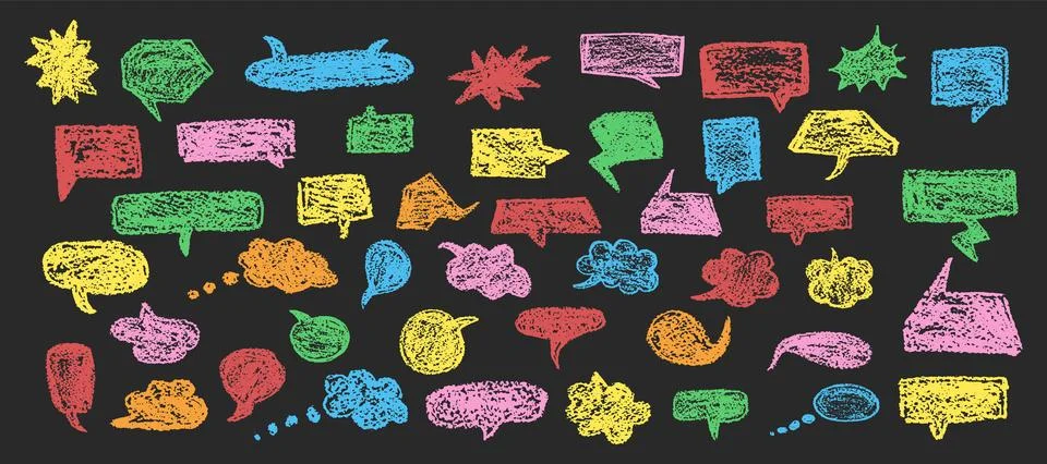 Set of fun speech bubbles for chat. Comic frame templates for dialogues Stock Illustration