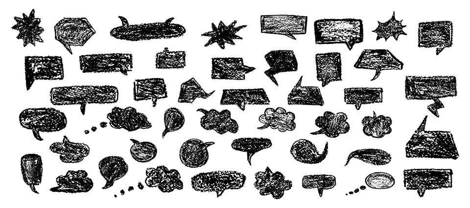 Set of fun speech bubbles for chat. Comic frame templates for dialogues Stock Illustration