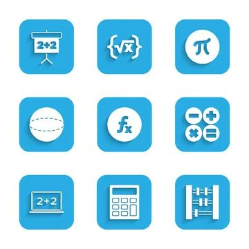 Set Function mathematical symbol, Calculator, Abacus, Chalkboard, Geometric Stock Illustration