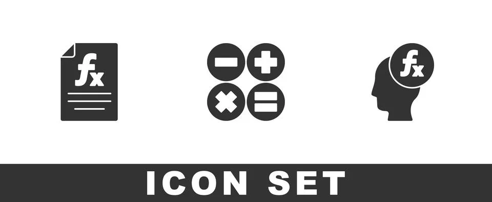 Set Function mathematical symbol, Calculator and icon. Vector Stock Illustration